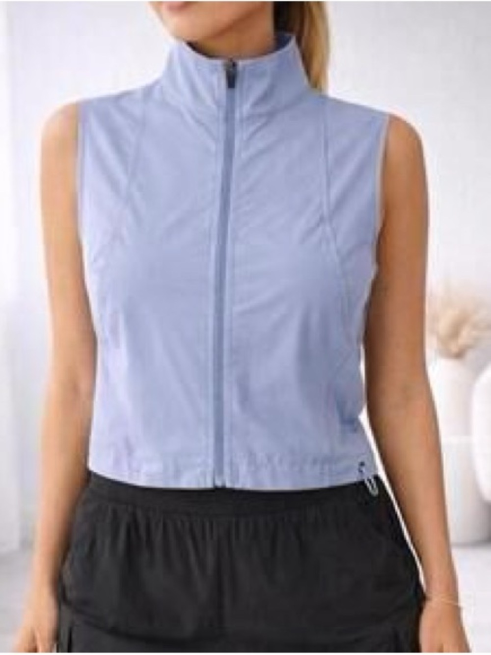 HALARA Light Blue Sleeveless Zip-Front Tank